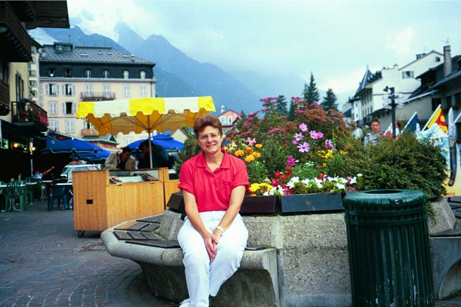 A tranquil moment in Chamonix, on our honeymoon, August, 1999